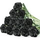 thumbnail image 1 of 12 rosas artificiales negras realistas de seda con tallos individuales. Ideales para centros de mesa en bodas, Halloween o decoración del hogar. Elegantes y duraderas., 1 of 7