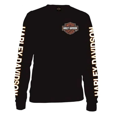 Harley-Davidson Men's Long Sleeve Orange Bar & Shield Black Shirt ...