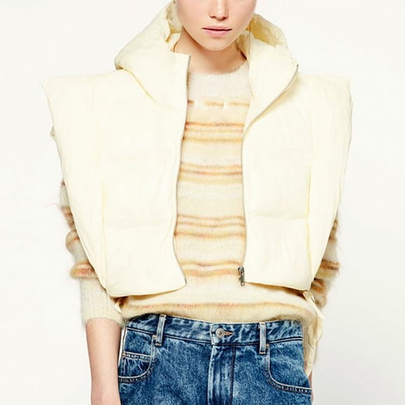 Hvyesh Cropped Puffer Vest Women Trendy Cape Sleeve Quilted Jackets Fall Winter Zip Up Padded Coat Y2k Streetwear Gilets with Hooded