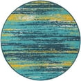 thumbnail image 2 of Unique Loom Outdoor Coastal Collection Area Rug - Ombre (4' 1" Round Multi.Blue/Yellow), 2 of 9