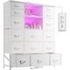 thumbnail image 1 of LLisha 51" H White Dresser with 15 Drawers Dresser for Bedroom with Charging Station & LED Lights & Hutch Sturdy Bedroom Dressers, Steel Frame, Wood Top, 51.2" H x 39.3" W x 11.8" D, 1 of 10