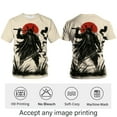 thumbnail image 3 of QTAGTESS Samurai Anime T-Shirt for Men Japanese Warrior Graphic Tee with Red Sun Japan Style Manga Art Shirt Asian Ink Art Short Sleeve Shirt, 3 of 7