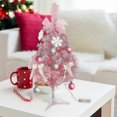 thumbnail image 2 of Miniature Pink Christmas Tree, Portable Holiday Centerpiece for Home, Office, School Decorations, 24 Inches Tall, Pre-lit with Durable Flame, 2 of 5