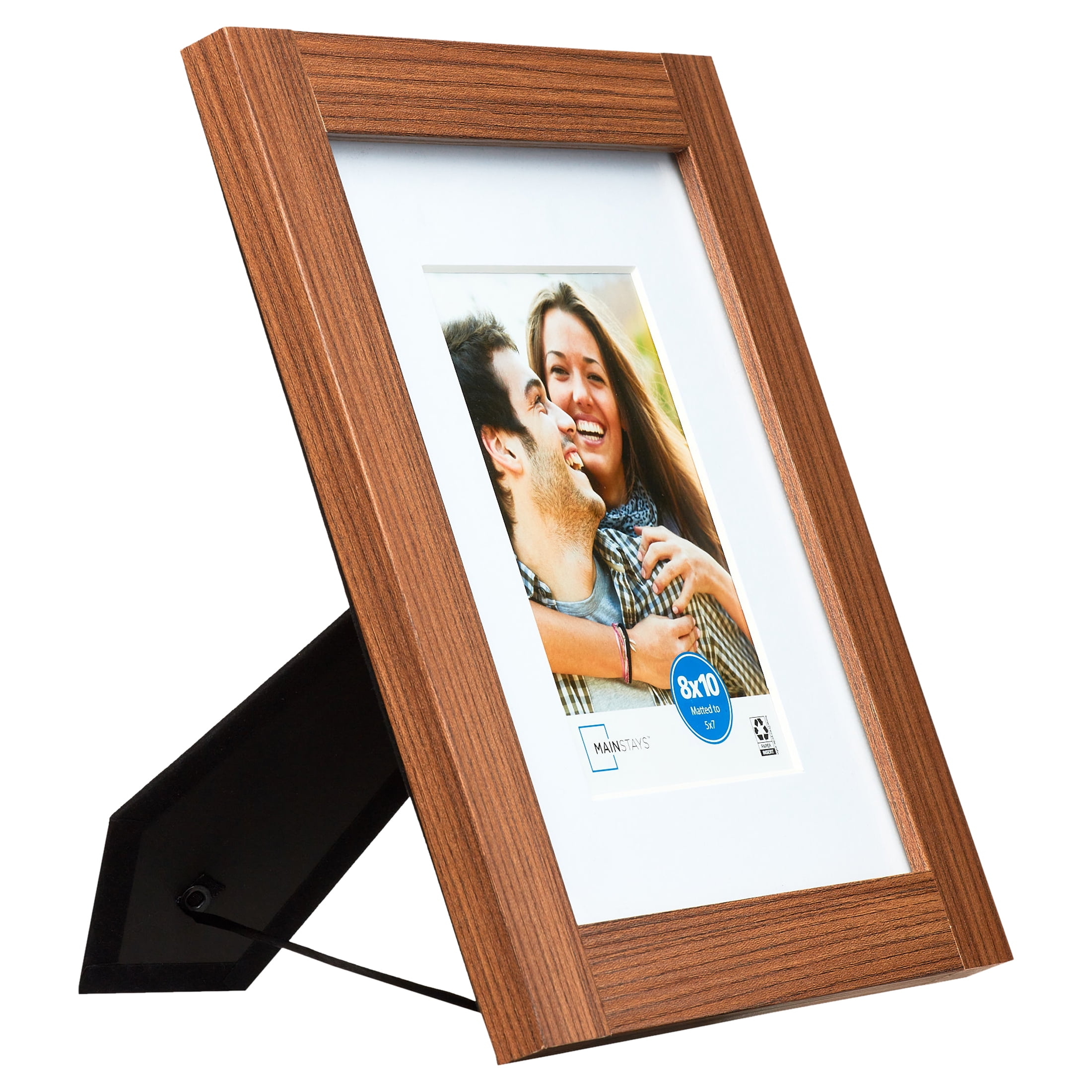 Mainstays 8x10 Matted to 5x7 Carpenter Joint Walnut Finish Tabletop Frame