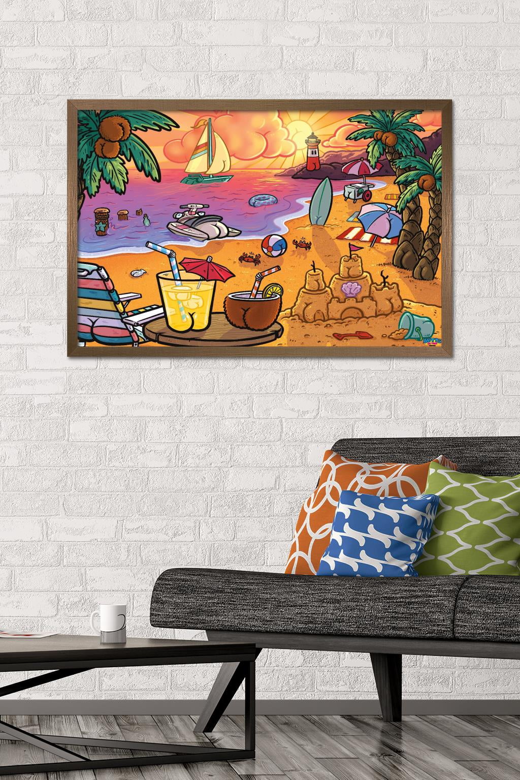 Brian Cook: Butts on Things - Beach Wall Poster, 22.375" x 34" Framed