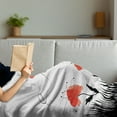 thumbnail image 3 of Poppy Flower Soft Flannel Fleece Blanket, Abstract Pastoral Landscape with Grass Flourishing Flora and Butterfly, Cozy Plush for Indoor and Outdoor Use, 70" x 90", Salmon Black White, by Ambesonne, 3 of 5