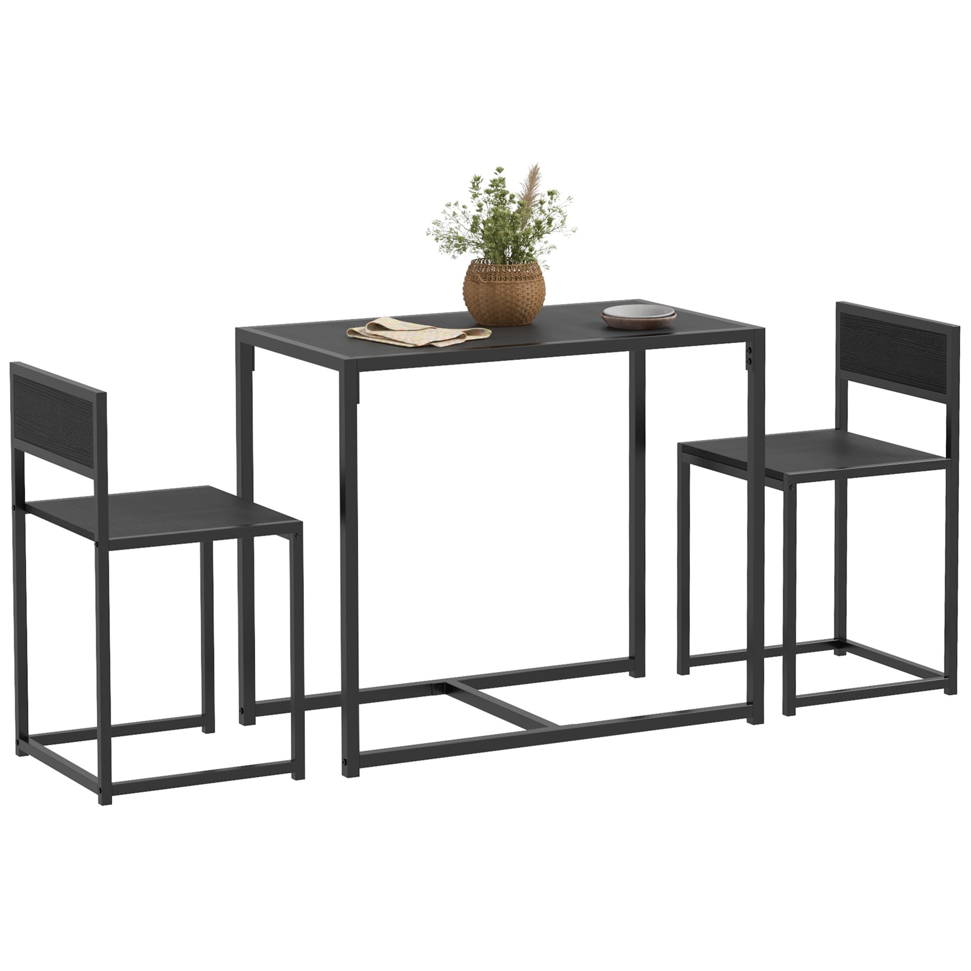 HOMCOM 3-Piece Industrial Dining Table Set for 2 Kitchen Table and Chairs