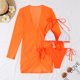 thumbnail image 4 of Traje de baño Trajes de baño de mujer Trajes de baño de 3 piezas de corte alto con cubierta de malla (Naranja XL) Cgtredaw Naranja T XL para Mujer, 4 of 6