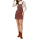 thumbnail image 1 of Vestido casual con tirantes ajustables de estampado a cuadros para mujer en color burdeos, 1 of 6