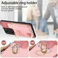 thumbnail image 6 of Nalacover Case for Samsung Galaxy S21 FE Wallet Case with Card Holder & Zipper Pocket, 360° Rotation Ring Kickstand Premium PU Leather Cover, Shockproof Magnetic Button Flip Stand Phone Case,Pink, 6 of 9