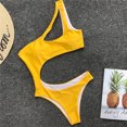 thumbnail image 4 of Guardurnaity Bikinis de poliéster para mujer, repuesto elástico sin cables, traje de baño Sexy para mujer de Color sólido para fiesta en la conjuntos de ropa Amarillo S, 4 of 6