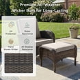 thumbnail image 4 of Unnifurnzi Patio Ottoman Set of 2-All Weather Wicker Outdoor Footstool with Removable Cushions Outdoor Olefin Fabric Outdoor Foot Rest for Deck Porch Balcony Garden-Brown/Gray, 4 of 7