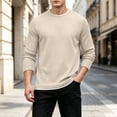 thumbnail image 4 of XRoczxe Men's Thermal Waffle Knit Long Sleeve T-Shirt, Crew Neck Slim Fit Textured Henley Top, Casual Basic Undershirt for Fall Winter Layering, 4 of 8