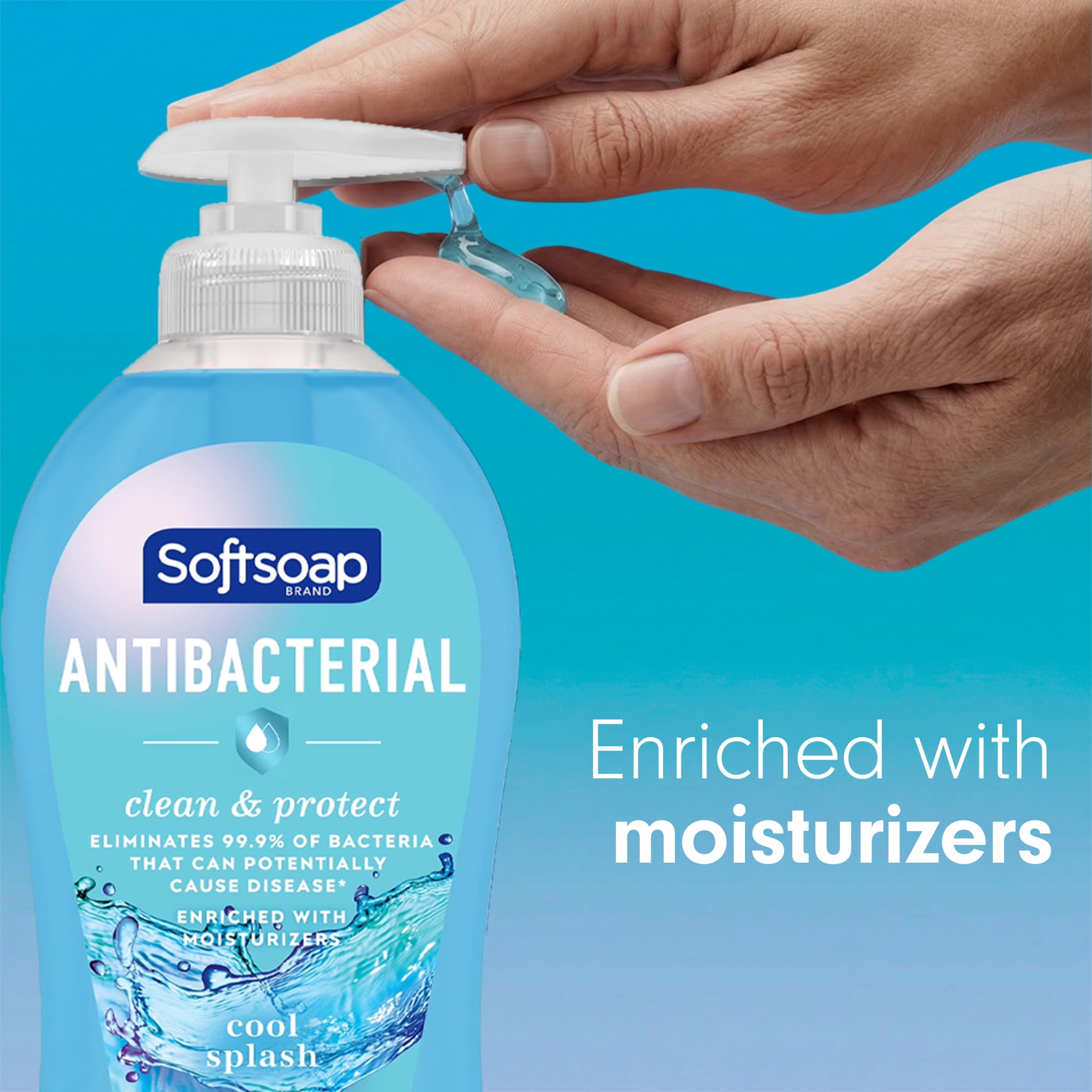 (3 pack) Softsoap Antibacterial Hand Soap, Eliminates 99% of Bacteria, Cool Splash Scent, 11.25 fl oz
