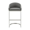thumbnail image 4 of Benjara Holo 30 Inch Barstool Chair, L Shaped Cantilever Base, Gray Faux Leather, 4 of 6