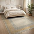 thumbnail image 3 of ODIKA Geometric Interlocking Hexagon With Vintage Mosaic Border Design for Dining Room, Large Office, Lounge, Non-Slip Chair-Friendly, 3 of 7