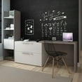 thumbnail image 2 of Bestar Small Space 2-Piece Sliding Computer Desk and 20-inch Storage Tower Set in Dark Chocolate and Black - Includes one Sliding Computer Desk and, 2 of 9