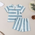 thumbnail image 2 of HCNTES Infant Baby Boy Summer Clothes Set Button-Down Color Blocked Shirt and Shorts Set 2Pcs Baby Boys Clothes 12M-3Y, 2 of 3