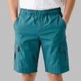 thumbnail image 2 of Rggeeun Toddler Boys Shorts Solid Color Cargo Elastic Waist With Flap Pockets Loose Fit Knee Length For Summer Everyday Use Versatile Bottoms,Blue,11-12 Years, 2 of 9