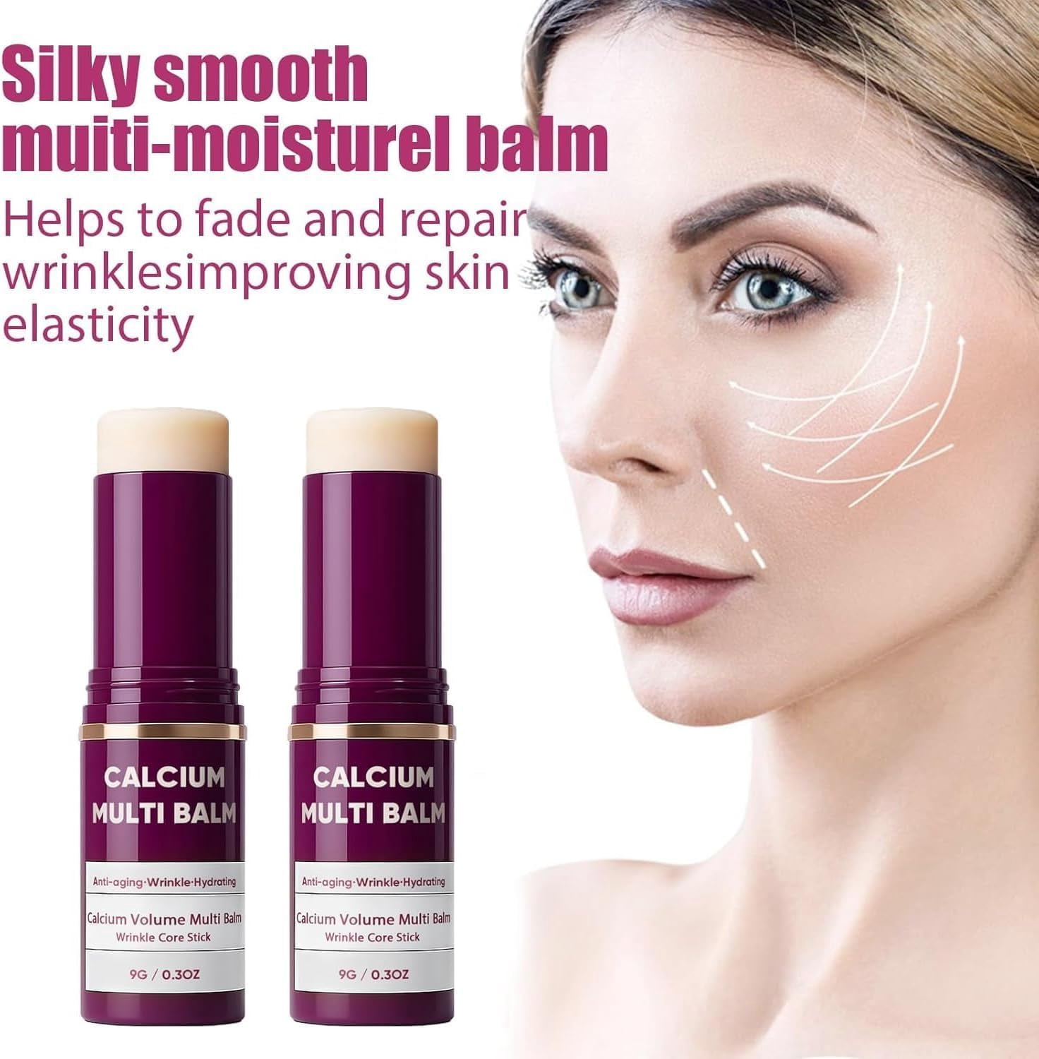 Calcium Multi Balm, Wrinkle Core Stick, Anti Aging Firming Skincare Stick, Collagen Moisturing Stick, Hydrating Skin, Suitable For Eyes, Face, Neck