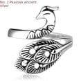 thumbnail image 3 of Anillo de pavo real de plata simple, tridimensional, retro, simple, con boca abierta, joyería desgastada, línea de gancho con anillo de línea, 3 of 6