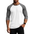 thumbnail image 3 of Men Casual Shirts Classic Raglan Basic Soft Cotton 3/4 Long Sleeve Sports Baseball Jerseys T Shirts fashion comfort Loose top Gray XL, 3 of 6