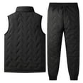 thumbnail image 3 of Men’s Quilted Vest and Pants Set with Fleece Lining Casual Stand Collar Sleeveless Outerwear and Drawstring Waist Trousers, 3 of 3