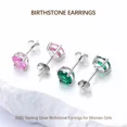 thumbnail image 6 of FEEL STYLE Women Sterling Silver Stud Earrings with Round White Diamond April Birthstone Jewelry Adult Gift, 6 of 6