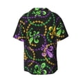 thumbnail image 2 of Xecao offers the Mardi Gras6 for Men's Casual Short-sleeved Shirt, a button-up collared shirt with a pocket, perfect for beach vacations and yacht travel in the Small size., 2 of 7