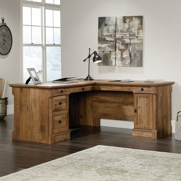Sauder Palladia LShaped Desk, Vintage Oak Finish