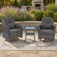 thumbnail image 3 of POCASSY Steel Outdoor Swivel Rocking Chair - Set of 2 with Rattan Side Table, Gray, 3 of 9