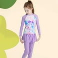 thumbnail image 2 of QHFBli Girls Two Piece Swimsuit Long Sleeve Floral Bathing Suit UPF 50+ Summer Beach Swimwear 9-10 Years, 2 of 4