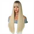 thumbnail image 2 of Peluca de Cosplay de 69 cm TeñIda con Cabeza Rubia en Europa y Peluca Que Cubre la Cabeza de Color Degradado de Cabello y Liso, 2 of 5