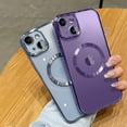 thumbnail image 3 of Compatible with iPhone 14 Plus Magnetic Clear Case,Luxury Plating Bling Transparent Shockproof MagSafe Case with Full Camera Lens Protector for iPhone 14 Plus Women Girl Men-Elegant Purple, 3 of 12