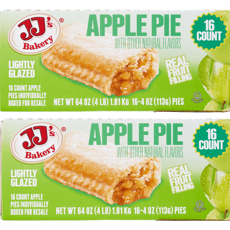 2 PACK | JJ's Bakery Apple Pie, Lightly Glazed, 4 oz, 16 ct Each