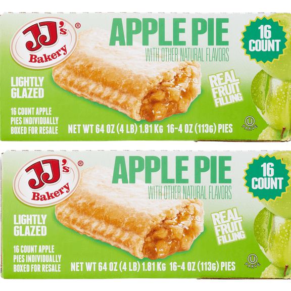 2 PACK | JJ's Bakery Apple Pie, Lightly Glazed, 4 oz, 16 ct Each
