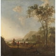 thumbnail image 2 of Aelbert Cuyp 12x12 Gold Ornate Wood Frame and Double Matted Museum Art Print Titled - Landscape with Herdsmen and Cattle (1650 - 1660), 2 of 4