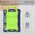 thumbnail image 4 of Dteck Kids Case for iPad Air 11 inch 2024,iPad Air 11 inch 2025 Heavy Duty Silicone Case Hand Grip 360° Rotatable Stand Shockproof Kickstand Cover with Shoulder Strap,Navy/Green, 4 of 8
