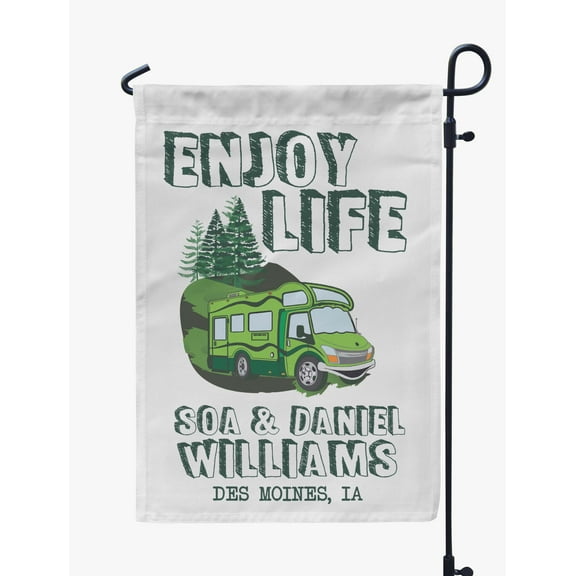 Printtoo White Enjoy Life Class C Motorhome Camping Flags For Campers Personalized Double SidedFlag Outdoor Decor Sign CampsiteFlag