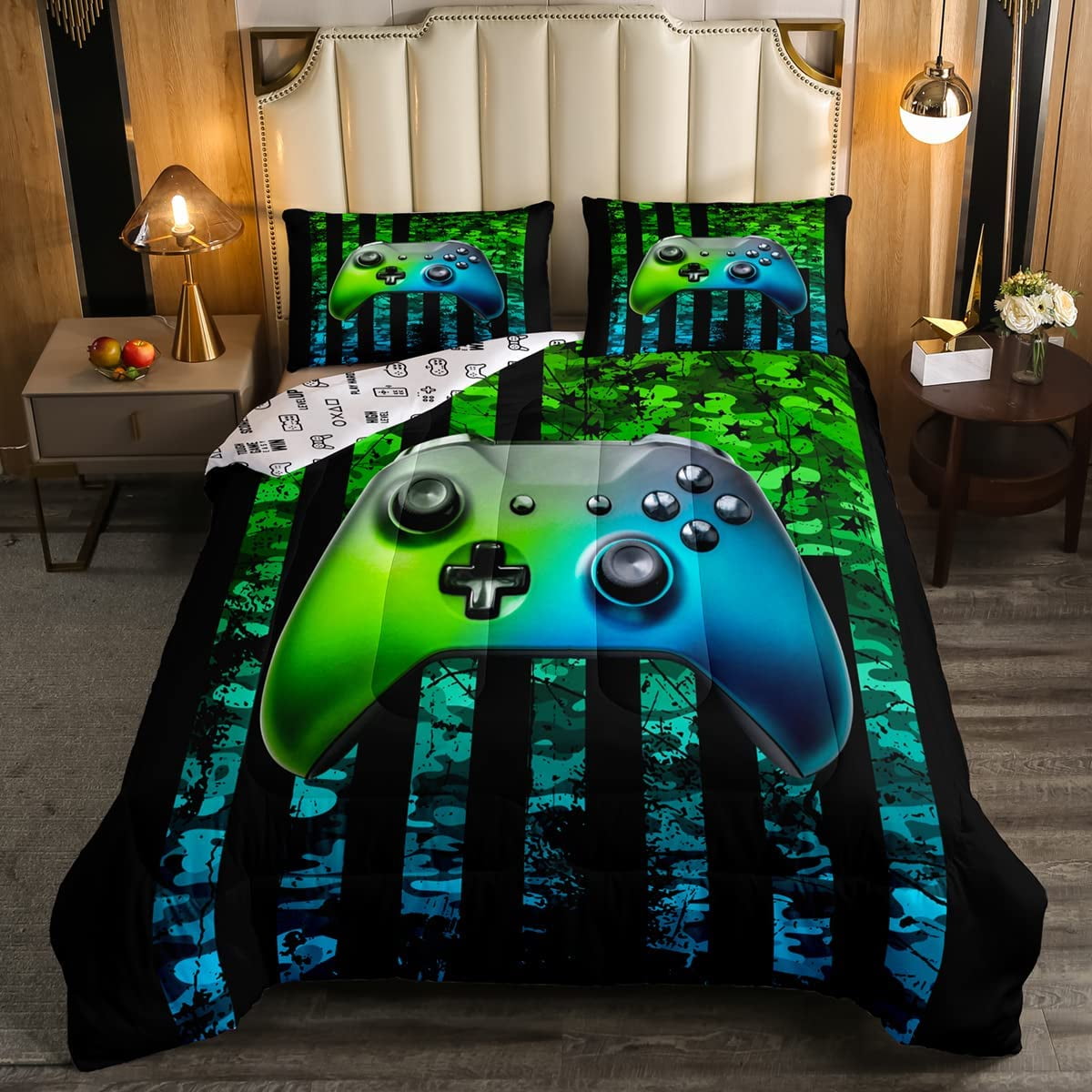 Controller Video Gamer Comforter Reversible Teens Boy QUEEN Junior Gift 3PC 