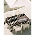 thumbnail image 3 of 54x80 Inch Outdoor Tablecloth with Umbrella Hole Zipper Rectangle Farmhouse Coffee Rectangular Tablecloths Outside Waterproof Modern Vintage Coffees Black Brown Plaid Patio Table Cover for Picnic, 3 of 8