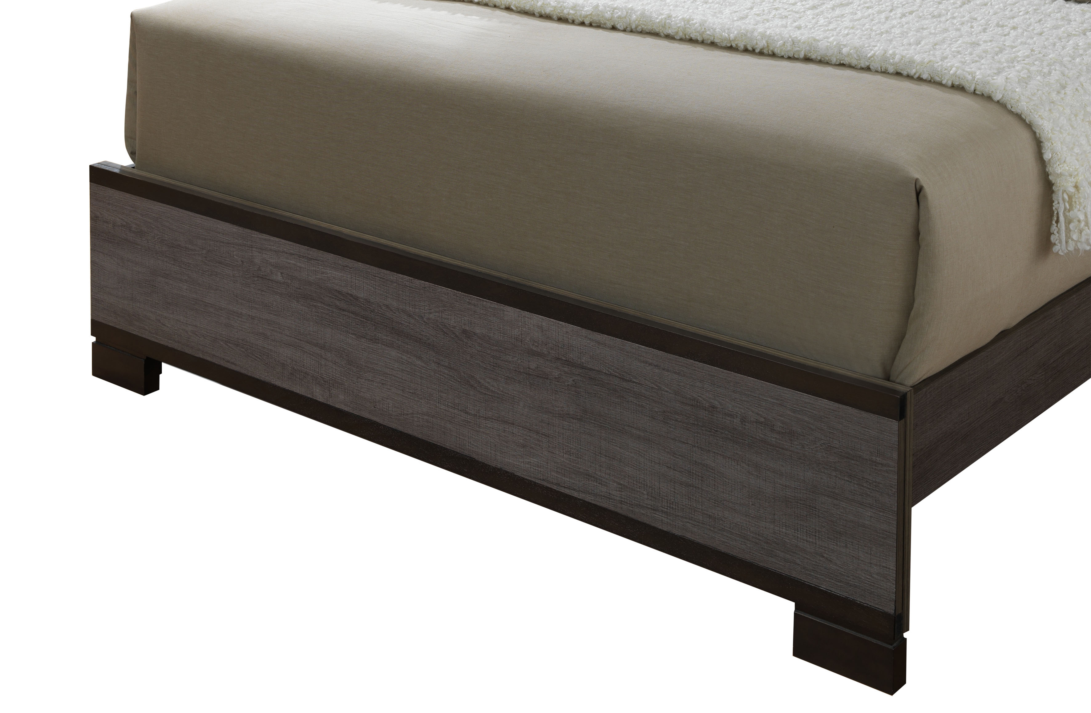 Furniture of America Adelina Bedroom Set, 1 Queen Bed, 1 Nightstand, 1 Dresser, 1 Mirror, Two-Tone Antique Gray