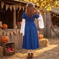 thumbnail image 6 of Anmrize Two Tone Historical Costume, Halloween Medieval Dress, Renaissance Long Gown, Renaissance Costume Women Peasant Medieval Dress Long Sleeve Maxi Fairy Dresses, Blue S, 6 of 6