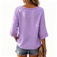 thumbnail image 4 of JULMCOMO Alzheimer's Awareness Graphic Tees for Women Purple Hummingbird Print V Neck Casual T Shirts 3/4 Sleeve Loose Comfy Graphic Shirts Light Purple 4XL, 4 of 4