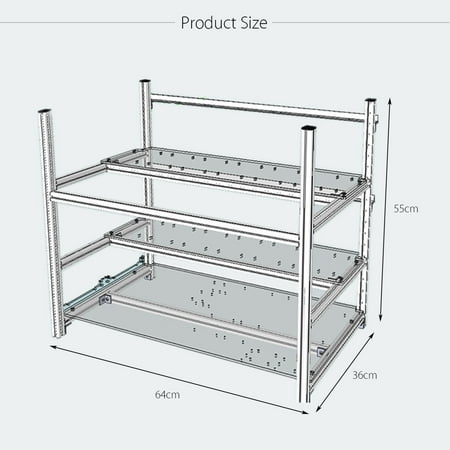 Aluminum Open Air Mining Rig Frame Case Holder For 12 GPU ETH ZEC