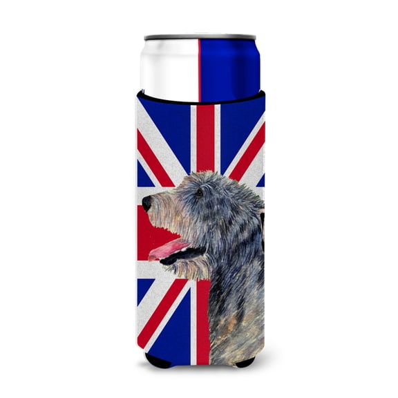 Irish Wolfhound with English Union Jack British Flag Ultra Hugger for slim cans