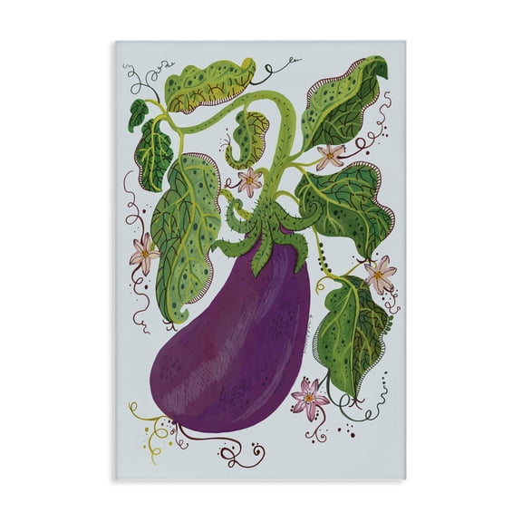 Stupell Industries Whimsical Detail Eggplant Food & Beverage Painting Wrapped Canvas Canvas Art Print Wall Art, 16 x 24