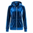 thumbnail image 7 of Karymi Zip‑Up Velvet Hooded Jackets for Women, Drawstring Hood Long Sleeve Casual Outerwear with Kangaroo Pocket, 7 of 7