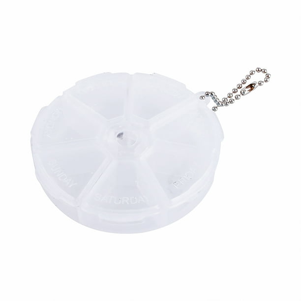 Mini pastillero semanal de 7 días, dispensador, organizador, contenedor redondo, pastillero