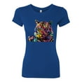 thumbnail image 2 of Wild Bobby Colorful Rainbow Siberian Tiger Animal Lover Women Slim Fit Junior Tee, Royal, Small, 2 of 5